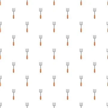 Garden hand fork seamless pattern on white background Stock Illustration