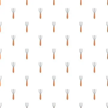 Garden hand fork tool seamless pattern illustration Stock Illustration