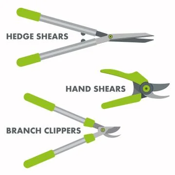 Garden hand tools set of branch clippers, hand shears and hedge cutters. Stock Illustration