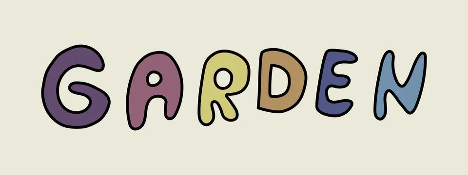 Garden handwritten text Stock Illustration