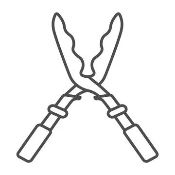 Garden hedge shears, scissors, tool thin line icon, gardening concept, pruning Illustrazione stock