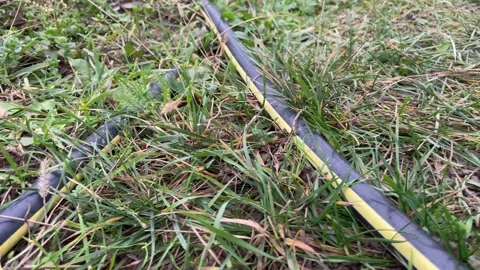 Garden hose lying in vegetable Видео 320927395