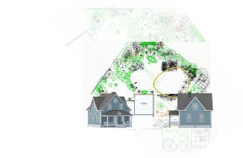 Garden house design scetch Stock Illustration