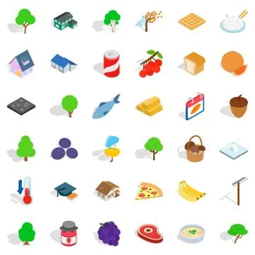 Garden icons set, isometric style Stockillustratie