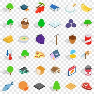 Garden icons set, isometric style Stockillustratie