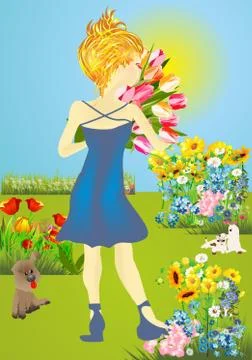 In the garden Stock Illustration