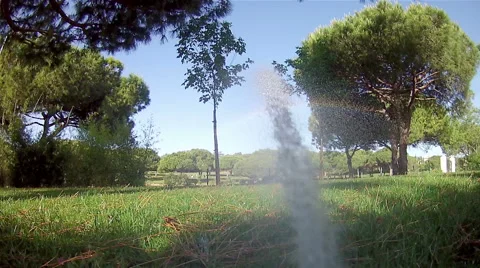 Garden Irrigation Sprinkler POV E Stock Footage 43096383