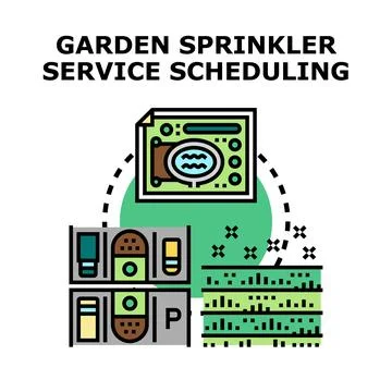 Garden irrigation system planning and automation scheduling Stock Illustration