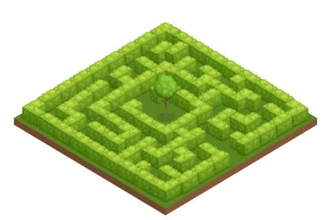 Garden Labyrinth Isometric Composition Stock Illustration