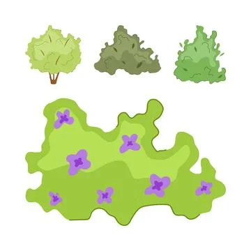 Garden landscape elements illustration with blooming plants Stock Illustration