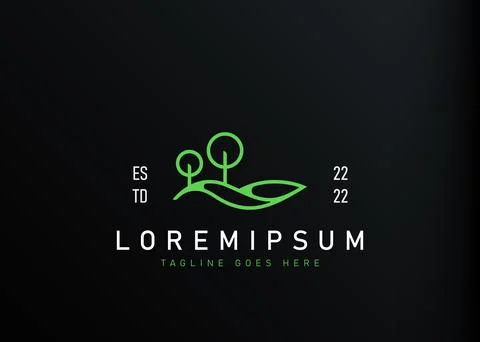 Garden landscape logo design. Vector illustration of abstract tree with bumpy Stock Illustration