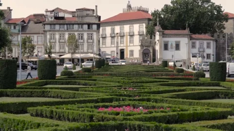 GARDEN LARGO DA REPUBLICA DO BRASIL, GUIMARAES (PORTUGAL) Stock Footage 94760013