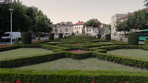 GARDEN LARGO DA REPUBLICA DO BRASIL, GUIMARAES (PORTUGAL) Stock Footage 94760028