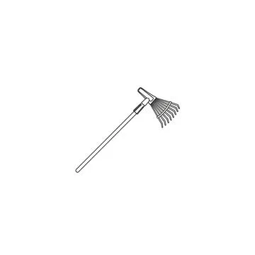 Garden leaf rake with long handle isolated illustration Stock Illustration