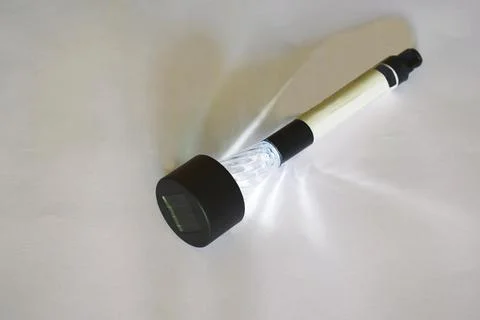 Garden light on a solar panel. 스톡 사진