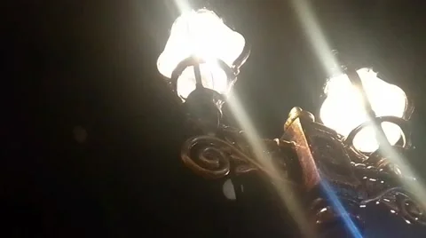 Garden lights is on Stock Footage 219655601