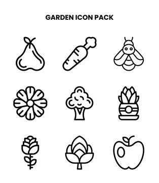 Garden Line Bundle Icons Pack Stock Illustration