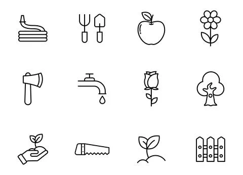 Garden line vector icons Illustrazione stock