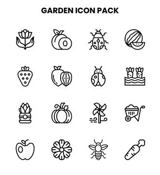Garden Line Vector Icons Pack Stock Illustration