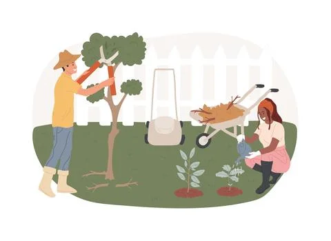 Garden maintenance isolated concept vector illustration. Ilustración de archivo