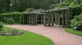 The garden near the Kagul obelisk. Pushkin. Catherine Park. Tsarskoye Selo. 4K. 4k or 4k+ Resolution