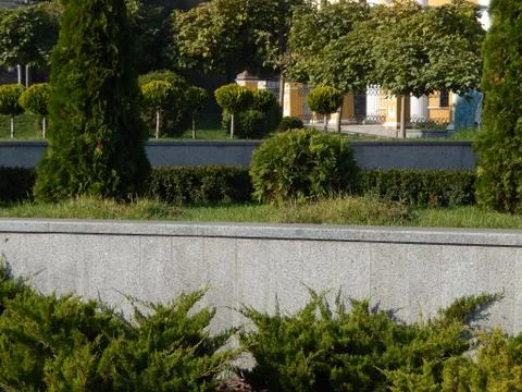 Garden park landscape design elements in architecture Fotos Stock