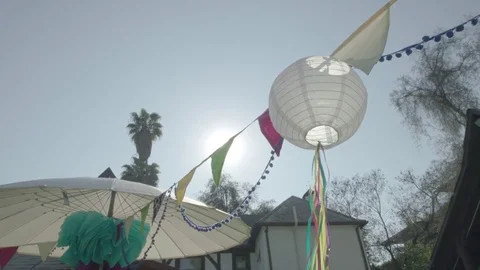 Garden party preparations Stock Footage 77048824