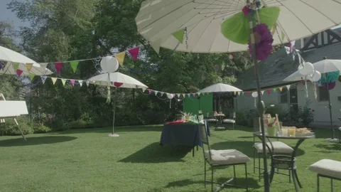 Garden party preparations Stock Footage 77048833