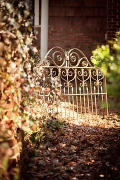 Garden path with gate 库存照片