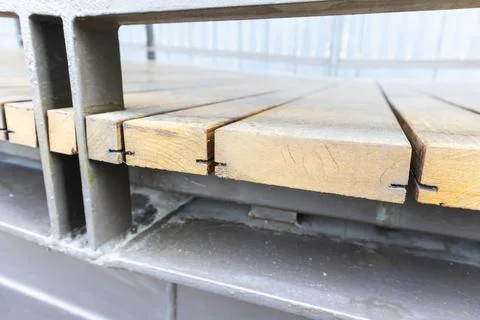 The garden pathway features details using real wood and iron for the walkwa.. Stock Photos