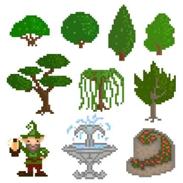 Garden pixelart Illustrazione stock