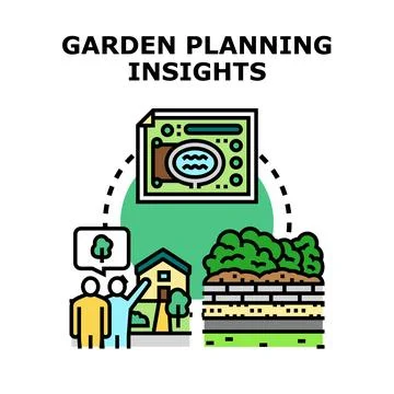 Garden planning process illustrating landscape design 库存插图