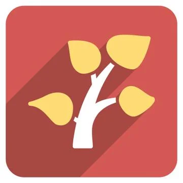 Garden Plant Flat Rounded Square Icon with Long Shadow Stock Illustration