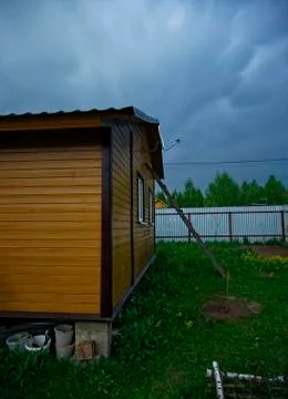 Garden plot in spring evening Stock Photos