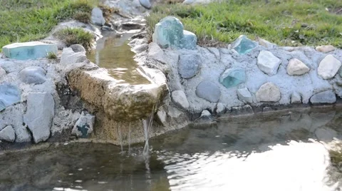 Garden pond with small trickle waterfall Stock Footage 59736908