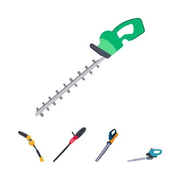 Garden power tools for yard maintenance and pruning Stock Illustration