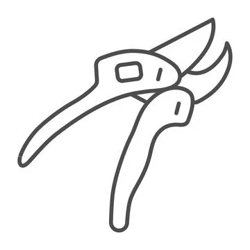 Garden pruner, secateurs tool thin line icon, gardening concept, pruning shears Stock Illustration