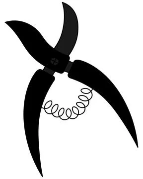 Garden pruner. Silhouette. Tool with a spring mechanism for cutting branches Stock Illustration