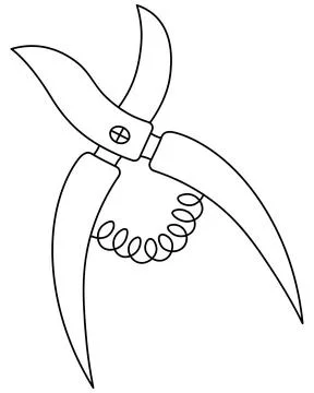 Garden pruner. Sketch. Tool with a spring mechanism for cutting branches Stock Illustration