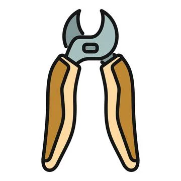 Garden pruning nippers tool flat outline icon Stock Illustration