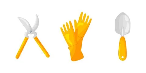 Garden Pruning Shears Gloves and Trowel Set Illustrazione stock