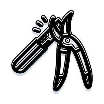 Garden pruning shears hand tool trimming equipment Stock Illustration