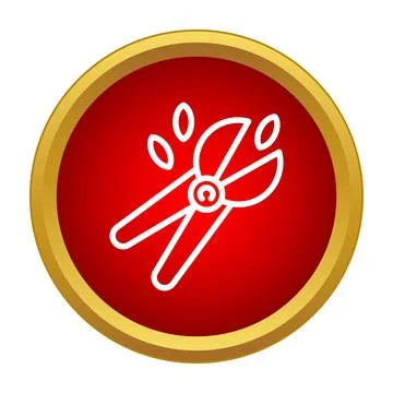 Garden pruning shears icon in red circle Stock Illustration