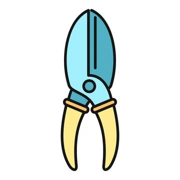 Garden pruning shears tool flat color icon Stock Illustration