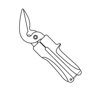 Garden Pruning Shears Tool Outline Vector Illustration Stock Illustration