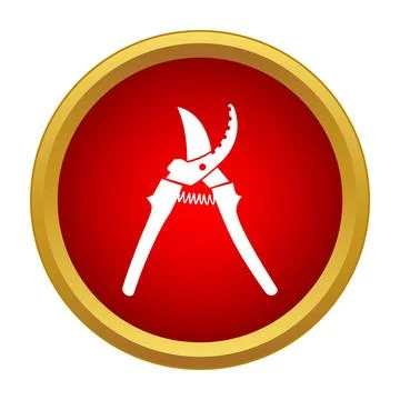 Garden pruning tool icon on red circle イラスト素材