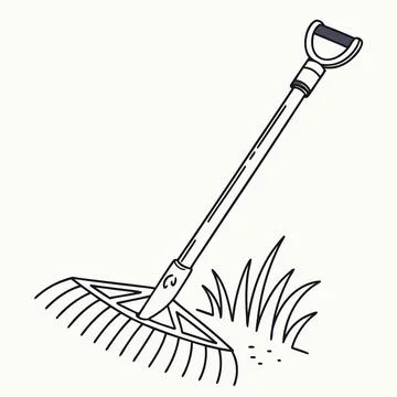 Garden Rake Tool Illustration Flat Style Stock Illustration