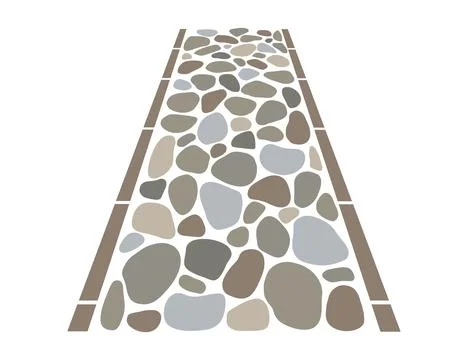 Garden road, irregular stone texture. Vector sidewalk, old gravel cobblesto.. Stock Illustration