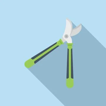 Garden secateur icon flat vector. Shears pruning Stock Illustration