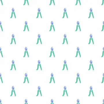 Garden secateurs seamless pattern on white background Stock Illustration